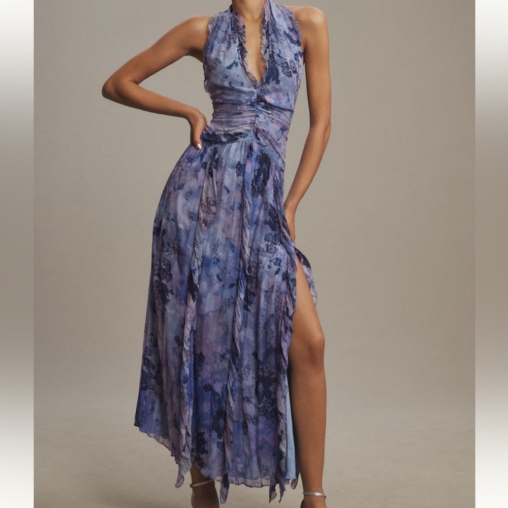 BHLDN Juliette Sleeveless V-Neck
Chiffon Ruffle Maxi Dress